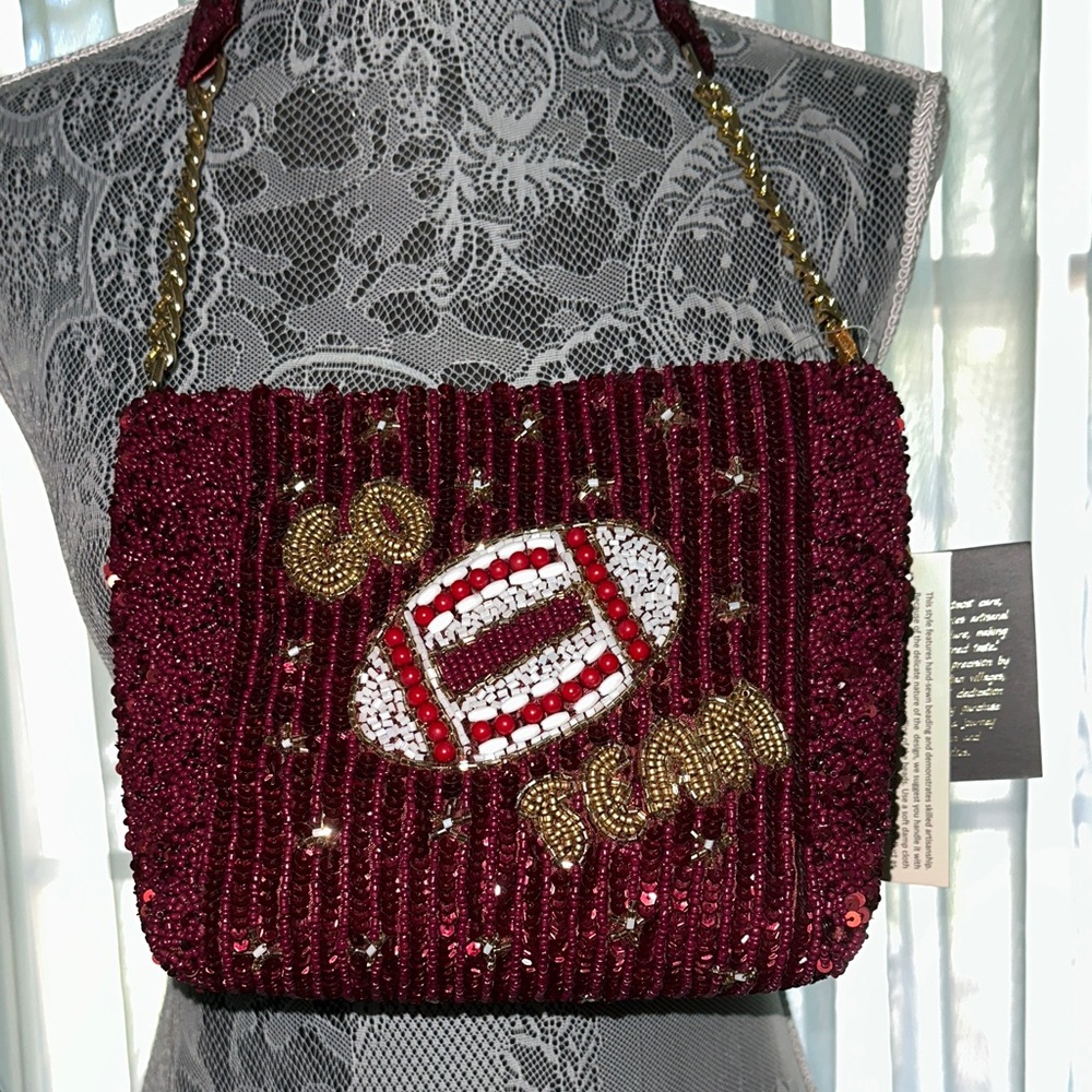 Beaded Burgundy Go Team 🏈 Bag